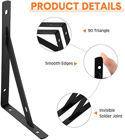Nuogo 40 Pcs 8" L X 5" H Metal Shelf Brackets L Shape Bulk with Har...