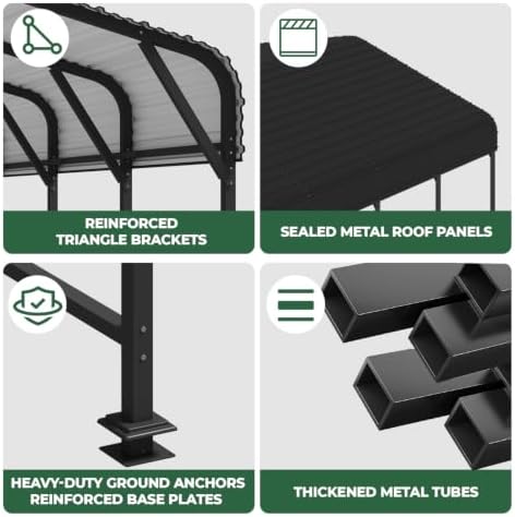 20x20 FT Metal Carport, Outdoor Heavy Duty 2 Car Carport with Reinforced Galv...