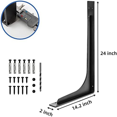 24 INCH x 14.2 INCH Shelf Brackets,L Shelf Brackets,Vertical Angle, Premium A...