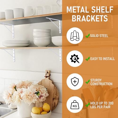 HOME MASTER HARDWARE Wall Shelf Brackets, 10x8 Inch L Brackets, 10 Pack