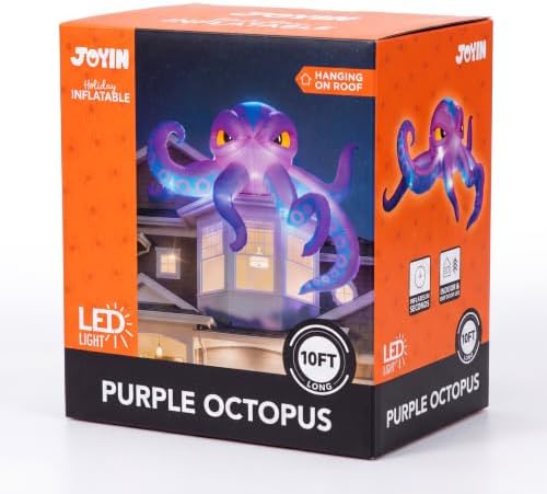 JOYIN 10FT Long Halloween Inflatable Rooftop Octopus Decoration with Built-in...