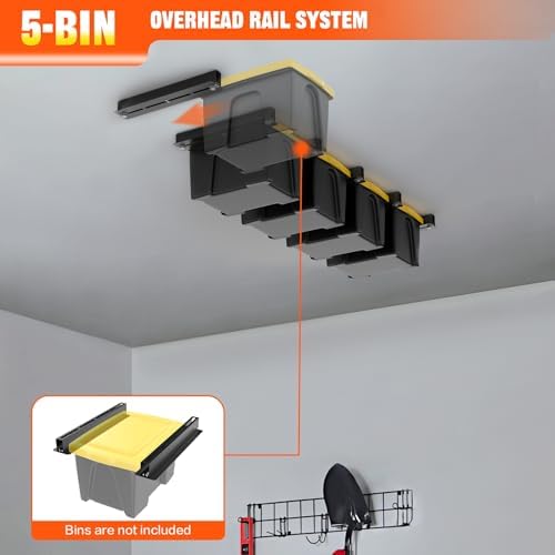 TORACK Garage 16" Studs Ceiling Bin Storage Rack, Overhead Tote Storage ...