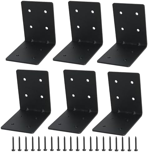 6-Pack 4"x4"x3-1/8 Heavy Duty Steel Corner Bracket, L Right Angle B...