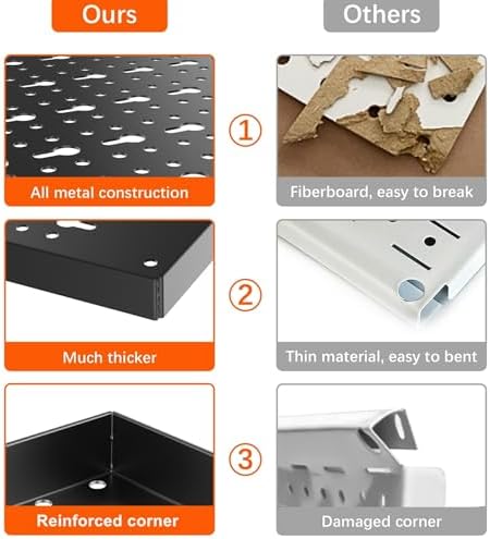 TORACK Metal Pegboard Wall Organizer 24x48 in, Tool Storage Pegboard, Black