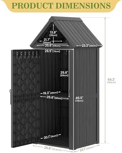 Fancyango Outdoor Resin Storage Cabinet Sturdy All-Weather Shed with Removabl...