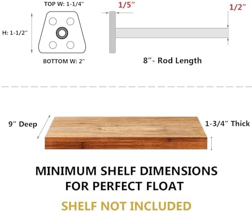 NEODROP 8-Pack 8 Inch Hidden Floating Shelf Bracket, Heavy Duty Blind Shelf S...