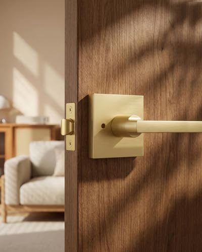 Goldenwarm Brushed Gold Door Handles Interior, Privacy Door Handle 6 Pack