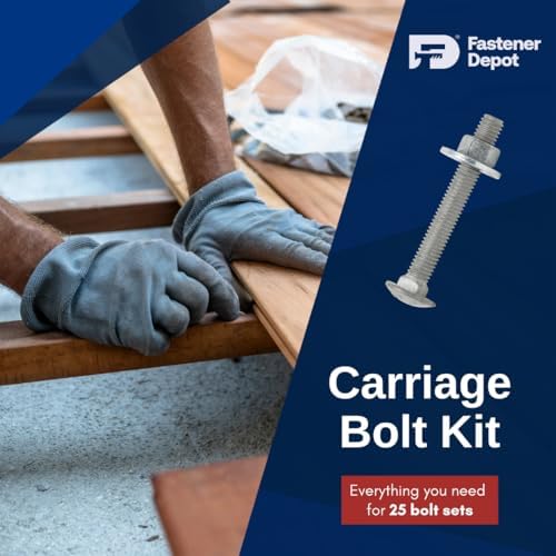 3/8"-16 x 6 (25 Sets) Hot Dipped Galvanized Carriage Bolt Kit for Exteri...