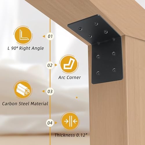 6-Pack 4"x4"x3-1/8 Heavy Duty Steel Corner Bracket, L Right Angle B...