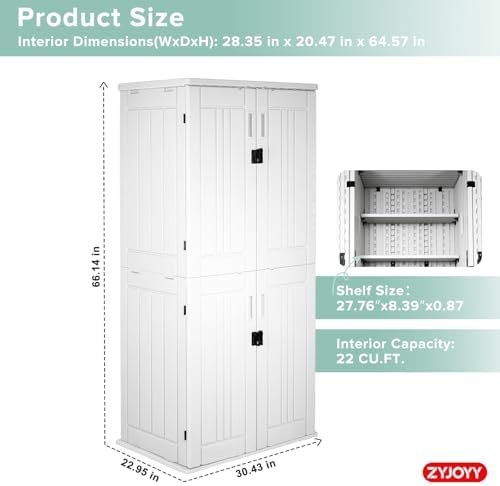 ZYJOYY Outdoor Storage Cabinet with 4 Shelves, 31.5" x 23.23" x 66....