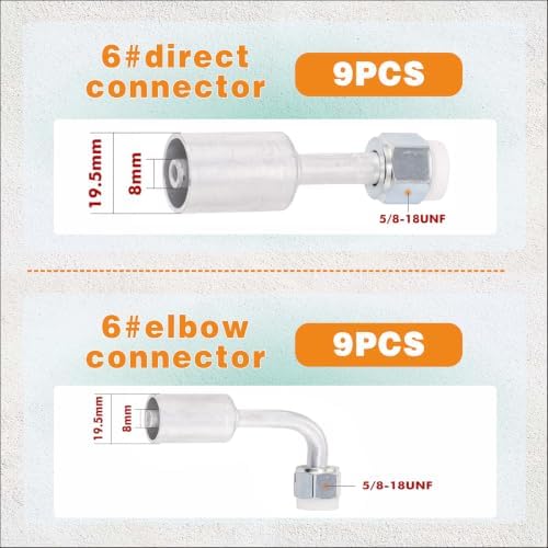 66PCS Air Conditioning Hose Fitting Kit Includes #6#8#10 AC Fittings and pipe...