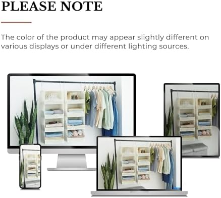 GRANNY SAYS 4-Shelf Hanging Closet Organizer, Foldable Storage, Beige