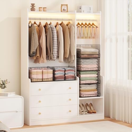 Hongtamoya 4-Tier Closet Organizers and Storage Basket, Wider Foldable Closet...