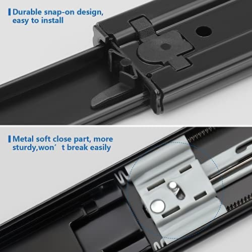 homdiy 10 Pair Soft Close Drawer Slides 22 Inch,Heavy Duty Side Mount Rails