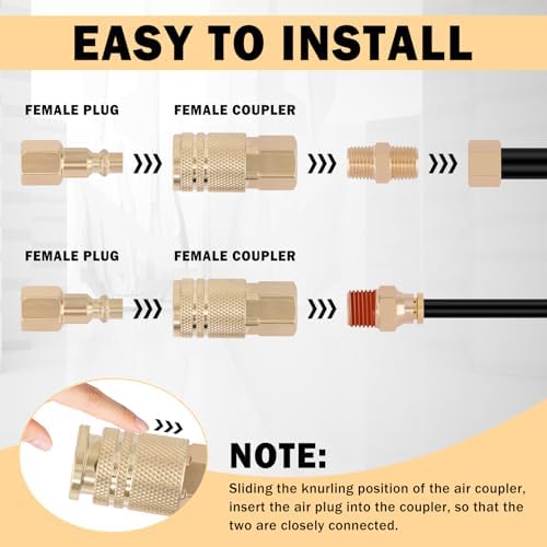 CheeMuii 37Pcs 1/4 Brass DOT Air Line Fittings with 100FT 1/4" DOT Air Line