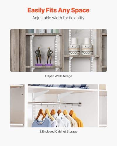 VEVOR Shelf Pilaster, 60-inch 5 Pack, Dual Track Upright Wall Shelving System...
