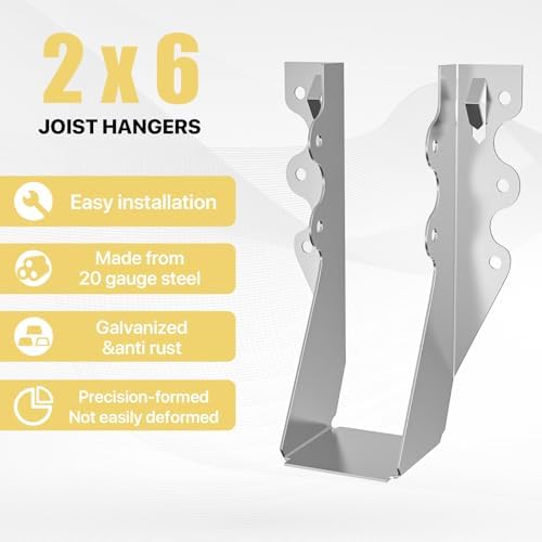 25 pcs 2x6 Joist Hanger,LU26 18 Gauge Double Shear Face Mount Joist Hanger,Hu...