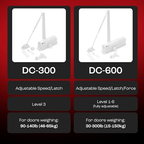 PrimeWare DC-600 Adjustable Automatic Door Closers for Home | Soft Close, No ...