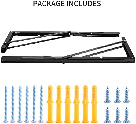 YUMORE 18 Inch Folding Shelf Bracket, Heavy Duty L Bracket, Black, 2 Pack