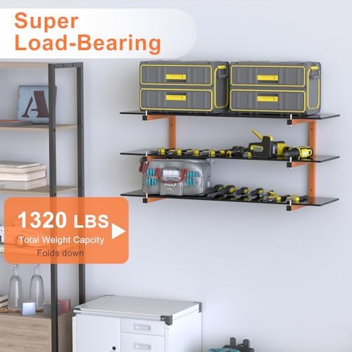 4 Pack Lumber Storage Rack, 6-Level Lumber Rack Wall-Mounted, 1320 lb