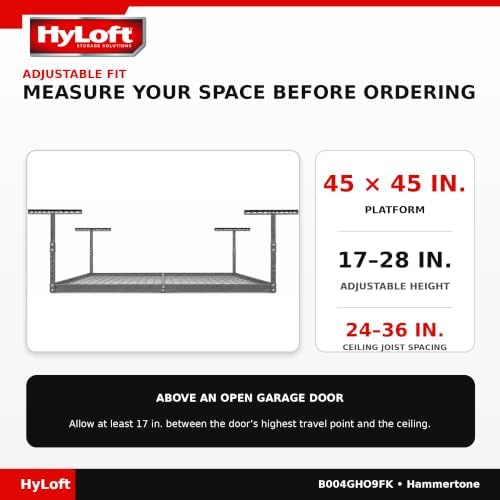 Hyloft Overhead Steel Garage Storage System, Ceiling Rack, 45-Inch x 45-Inch,...