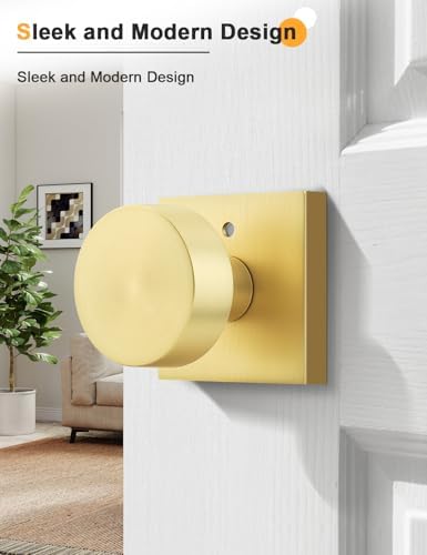 Gobrico Brushed Gold Privacy Interior Door Knobs with Square Rosette(10 Pack)...