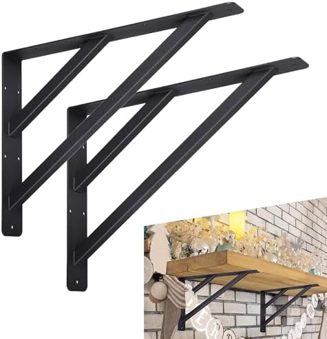 16 inch Heavy Duty Shelf Brackets, Countertop Support Brackets, Fireplace Man...