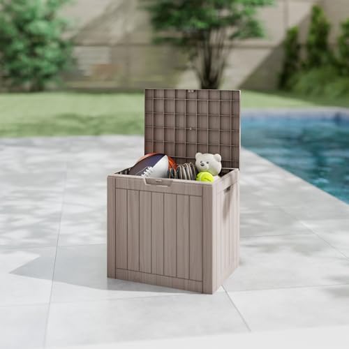 35 Gallon outdoor cushion storage deck boxes outdoor waterproof, package deli...