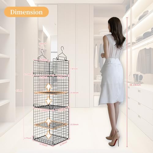 Yuyetuyo 5 Tier Closet Hanging Organizer and Storage Separable Hanging Closet...