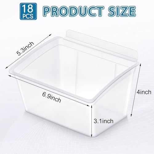Unittype 18 Pcs Slat wall Bins Wall Mount Storage Organizer Garage, Clear