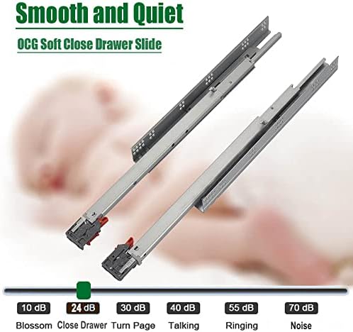 OCG Soft Close Undermount Drawer Slides 21 inch (6 Pairs), Full Extension Con...