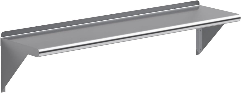 AmGood 12 in. x 48 in. Stainless Steel Wall Shelf with Backsplash - Holds 250...