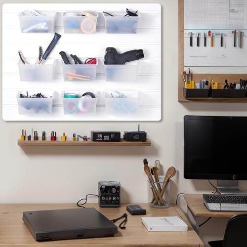 Unittype 18 Pcs Slat wall Bins Wall Mount Storage Organizer Garage, Clear