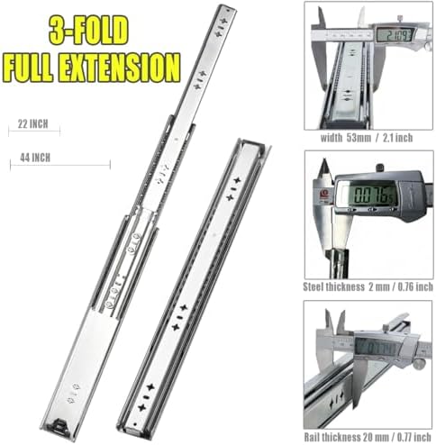 Heavy Duty 22" Drawer Slides, Full Extension Ball Bearing, 300LB