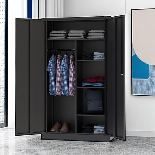 Letaya Metal Storage Cabinets Locker with Lock Door, 72'' Clothing Co...