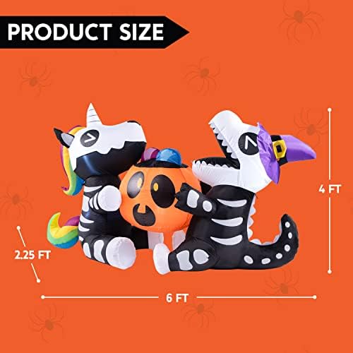 Joiedomi 6 FT Halloween Inflatables Outdoor Decorations, Sitting Skeleton Uni...