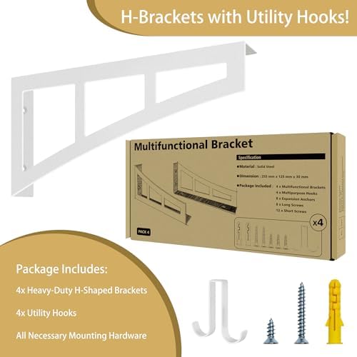 Decorative Shelf Brackets 10 Inch Heavy Duty Floating, Iron Wall Mount