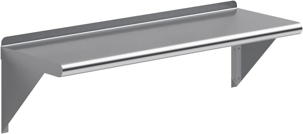 AmGood 12 in. x 36 in. Stainless Steel Wall Shelf with Backsplash - Holds 230...