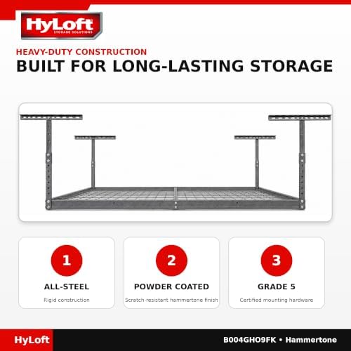 Hyloft Overhead Steel Garage Storage System, Ceiling Rack, 45-Inch x 45-Inch,...