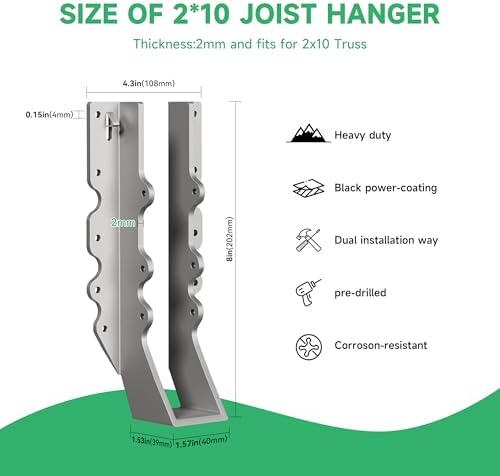 Heavy Duty 2X10 Joist Hanger 14 Gauge LU210 Galvanizing Face Mount Joist Hang...
