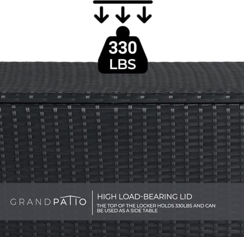Grand patio 108 Gallon Deck Storage Box Indoor Outdoor Wicker Bin for Patio F...