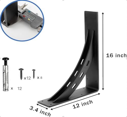 Heavy Duty Shelf Brackets (Set of 2) - 16" x 12" Max Load 1100 Lbs ...