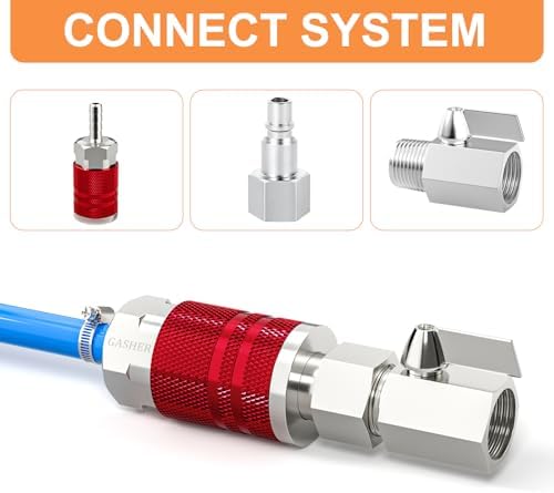 GASHER 12Pcs Red Industrial Air Coupling with 1/4" Hose Barb, 1/4" ...