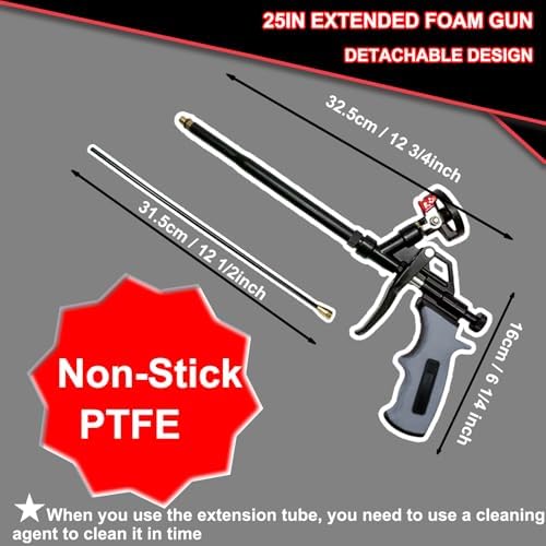 25inches Extended Foam Gun,PTFE-Coated Professional Expanding Foam Gun,Foam S...