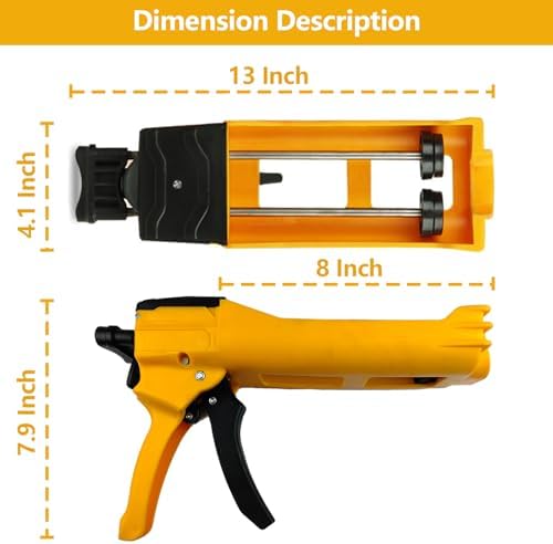 Double Caulking Gun for 400 mL(13.5 fl oz,1:1 Mix Ratio),Yellow