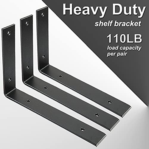 Shelf Brackets 10 Inch Wall L Brackets 8PCS Heavy Duty for Shelves Metal Blac...
