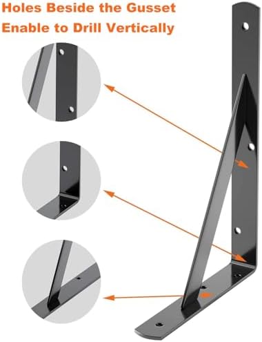 LuckIn 12-Pack Heavy Duty Shelf Bracket, 10 Inch Wall Shelf Brackets Fit for ...