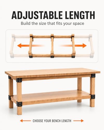 Workbench Bracket Kit 2x4 Heavy-Duty Steel 3-Way Corner Brackets(8 PCS)