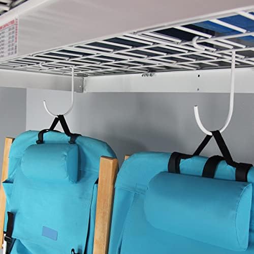 SafeRacks 4x4 Overhead Garage Storage Rack, White, 24"-45" Height