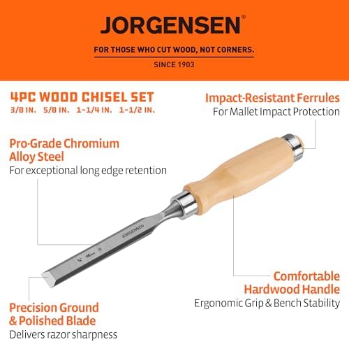 Jorgensen 4-Piece Expansion Wood Chisel Set, 3/8", 5/8", 1-1/4"...